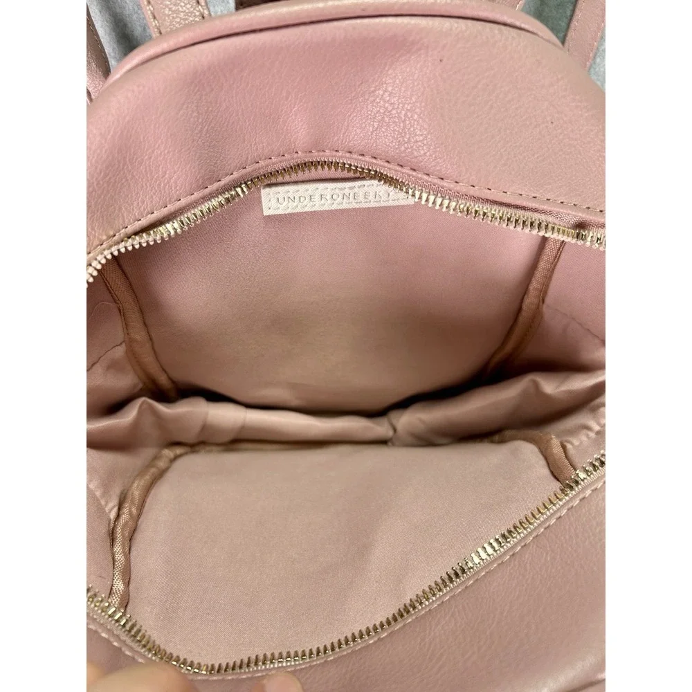 Under One Sky Pink Quilted Heart Mini Backpack Purse Zip, Adjustable Straps
